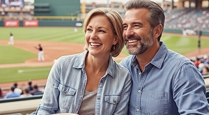 A couple are watching a baseball game at Hodgetown Stadium in Amarillo.